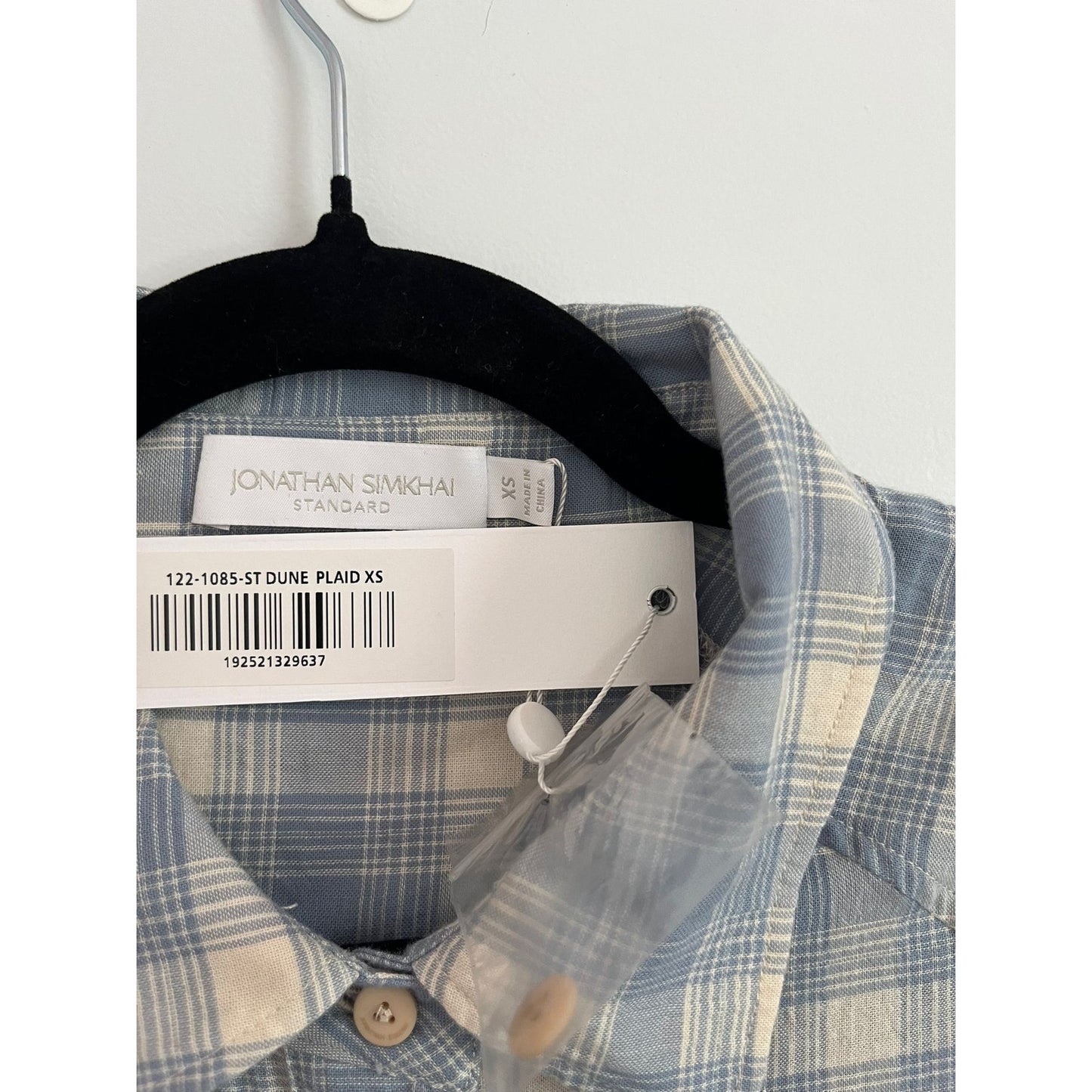 Jonathan Simkhai Dress Women XS Blue Plaid Half Sleeve Drop Waist Tunic NWT