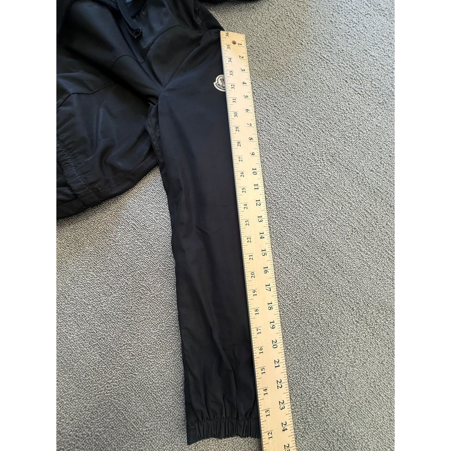 Moncler Size 3 Hooded Full Zip Jacket Black Rain Coat