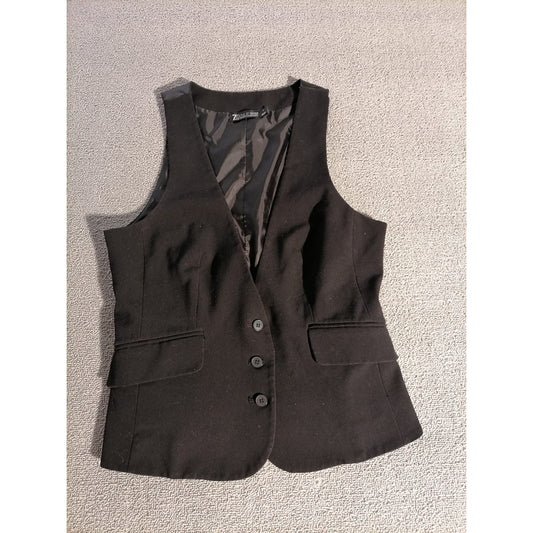 7th AVENUE DESIGN STUDIO 6 Female N Y & Co Black Workwear Button Front Vest