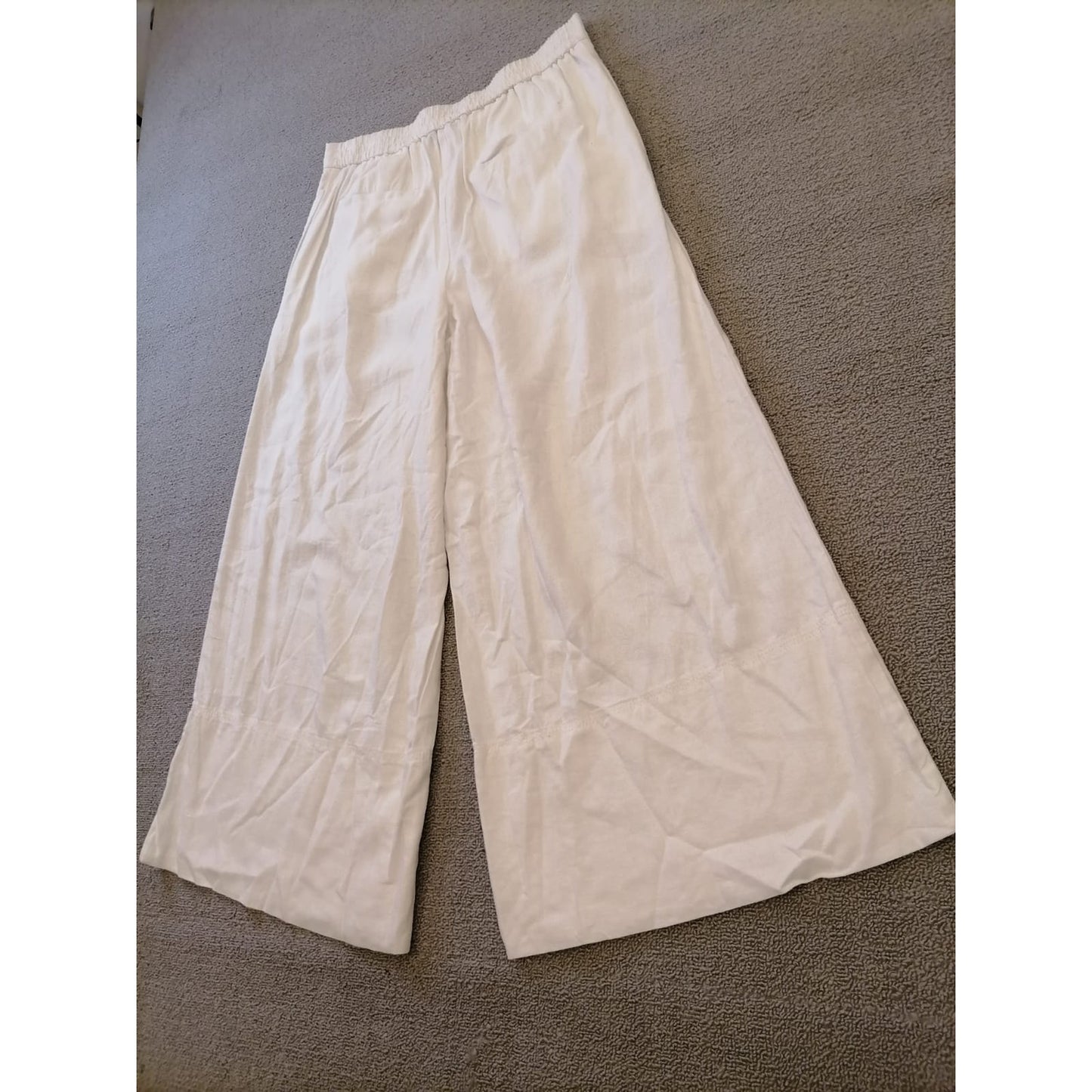 Banana Republic Linen Women's S/P White Wide Leg Pant Relaxed Fit Lightweight