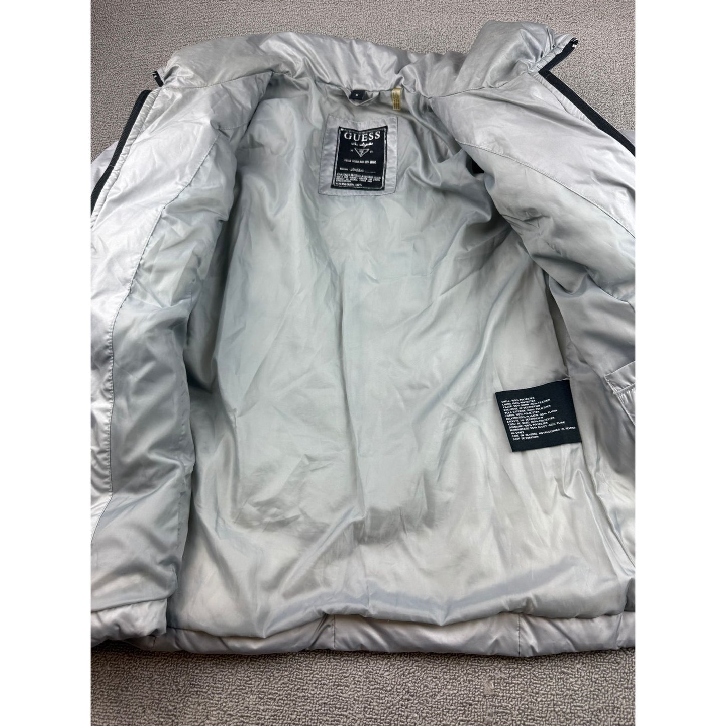 Guess Women's M Gray Silver Puffer Jacket