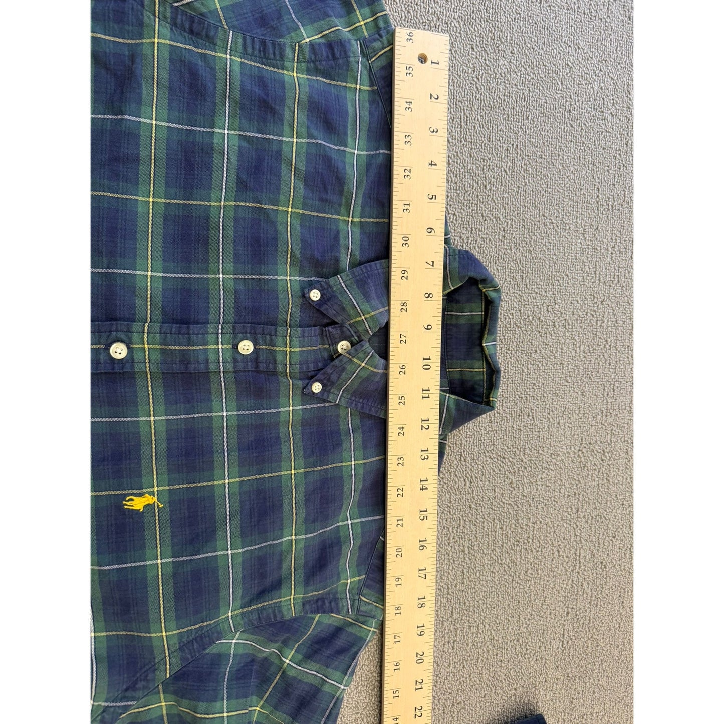 Ralph Lauren Men's XL Green Blue Plaid Long Sleeve Button Shirt