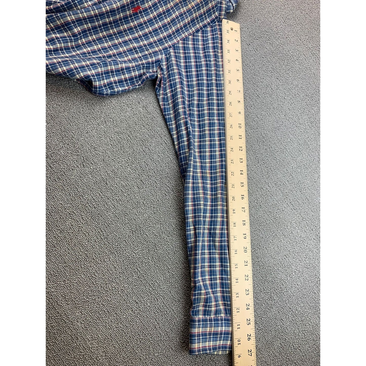 Ralph Lauren Men's Medium Classic Fit Checked Long Sleeve Button Down Polo Shirt
