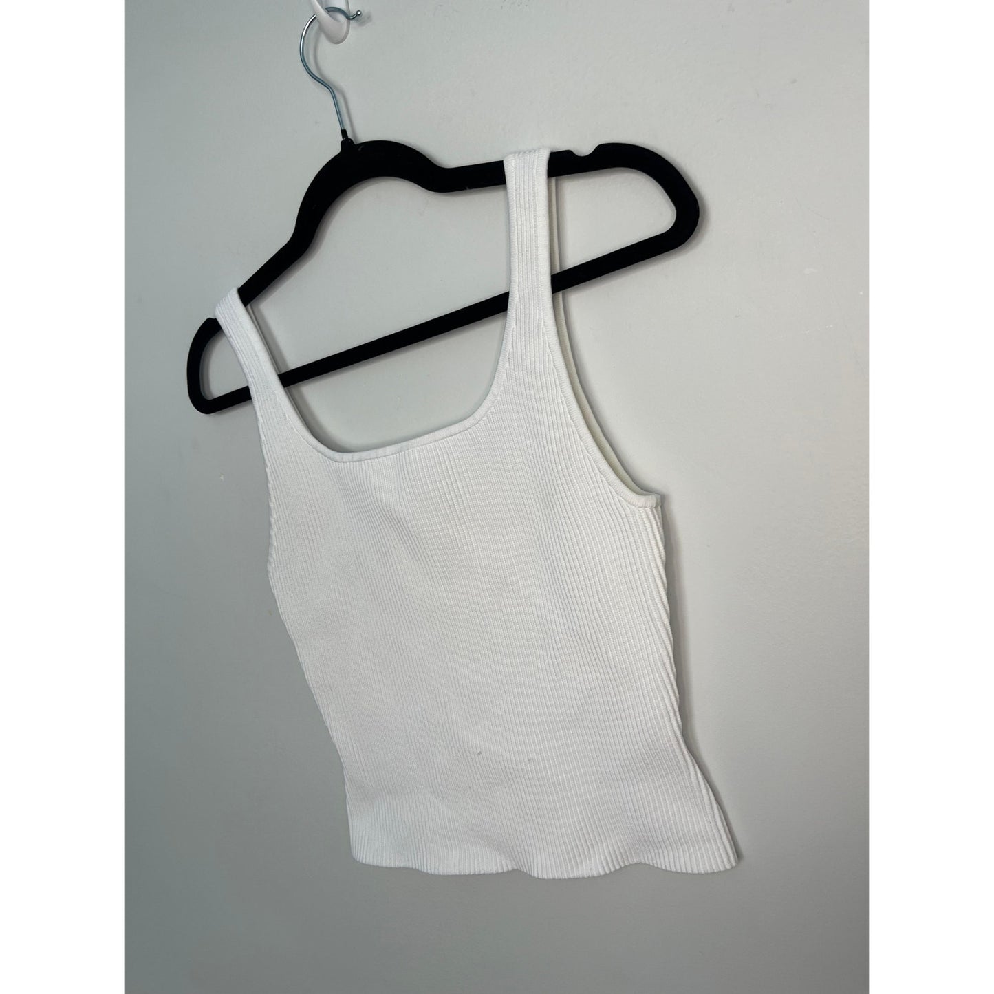 Babaton Ribbed Tank Top Women M White Square Neck Minimalist Stretch