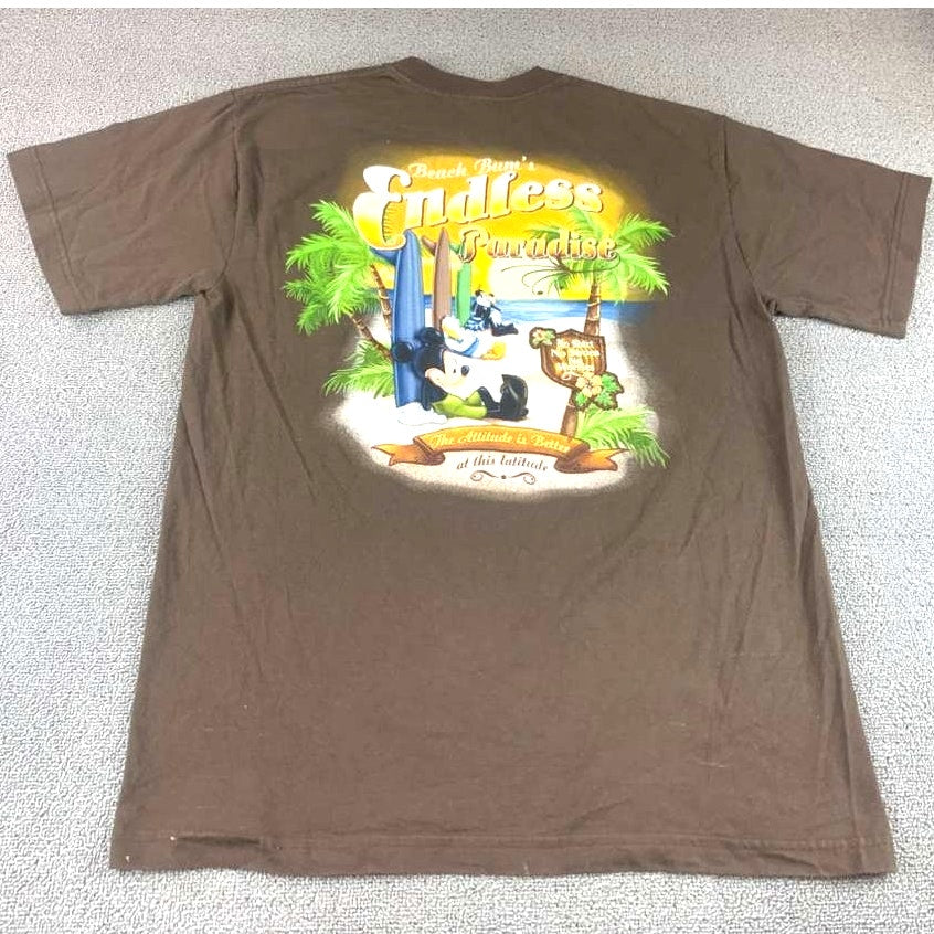 Disney Men's Size Large Brown Endless Paradise Mickey Mouse Graphic Graphic Tee