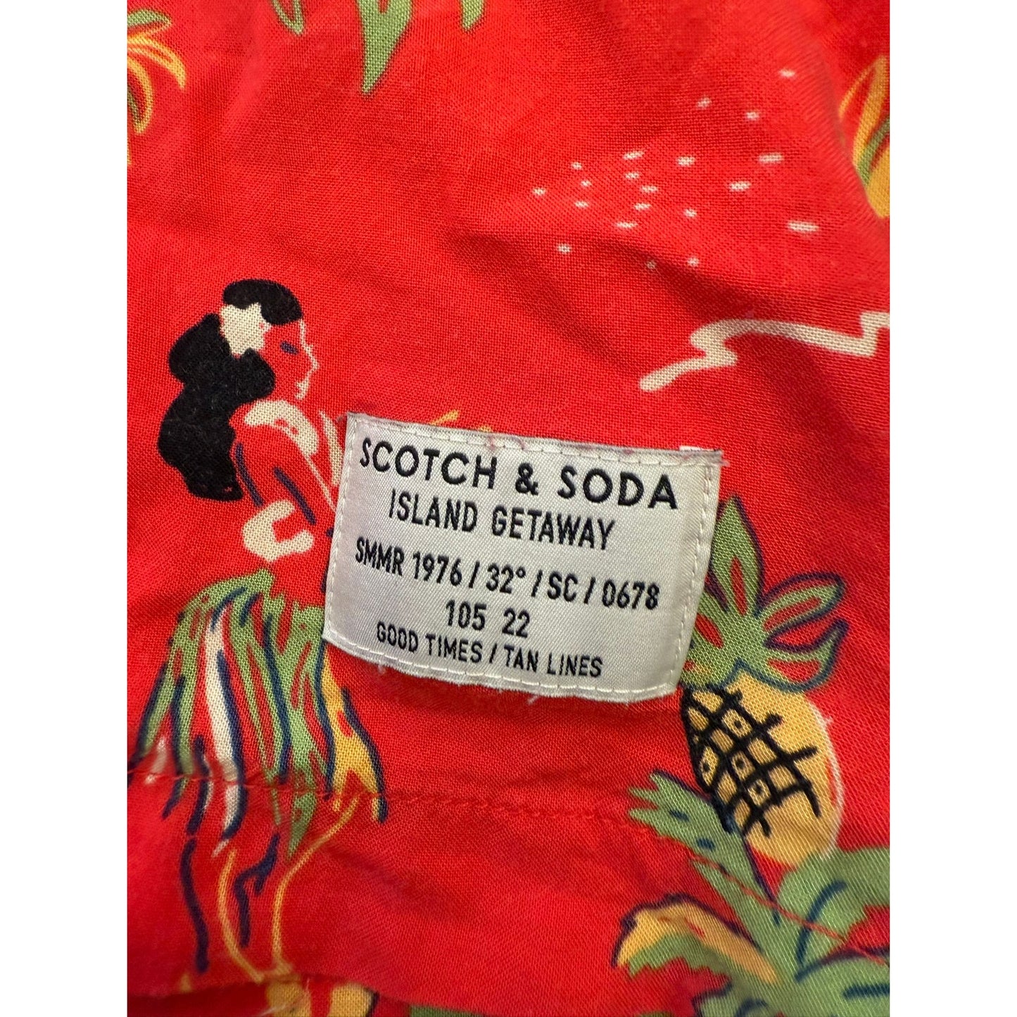 Scotch & Soda Men's Large Red Aloha Shirt Hawaiian Island Getaway