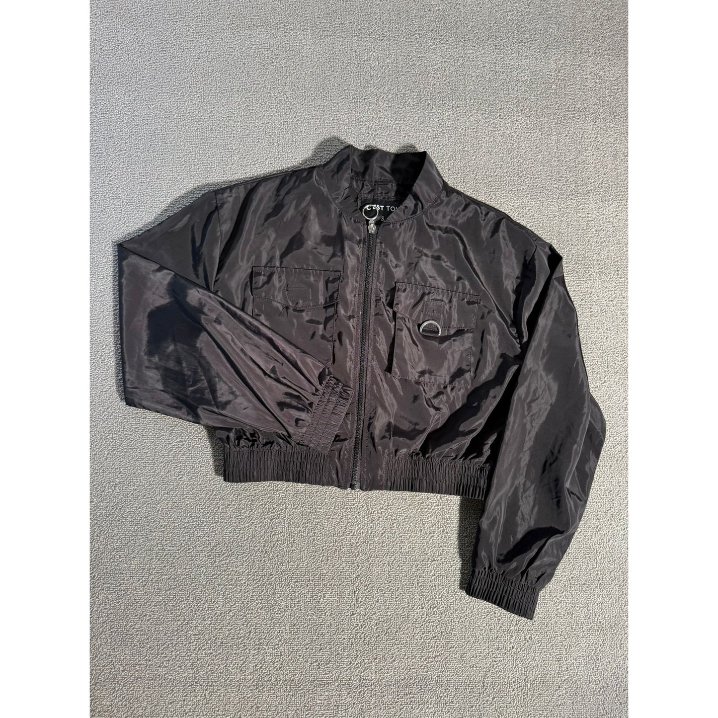 C’est Toi Black Cropped Zip‑Up jacket Size S Active Fall Urban City