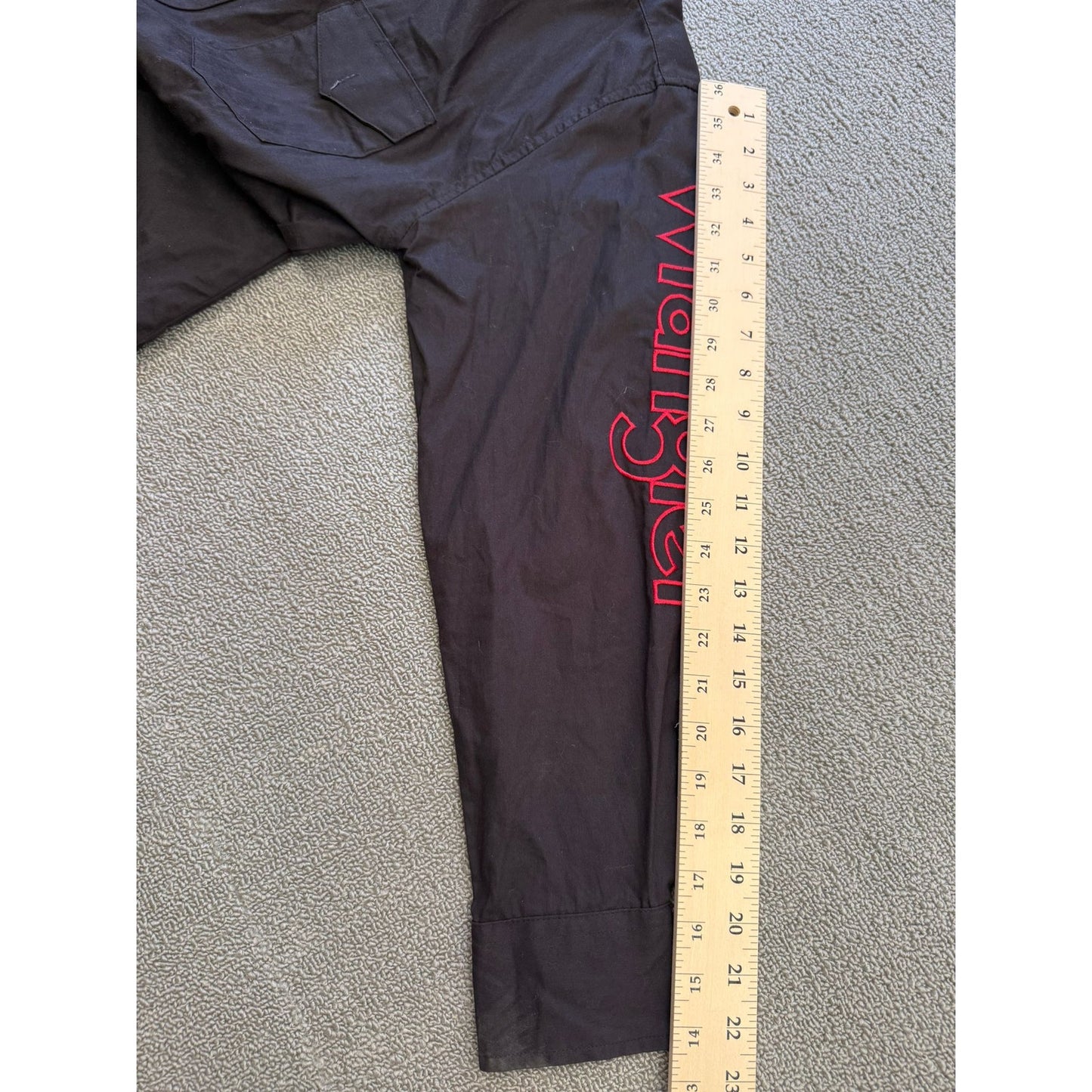 Wrangler Men's Black Long Sleeve Button Up Work Shirt Red Logo