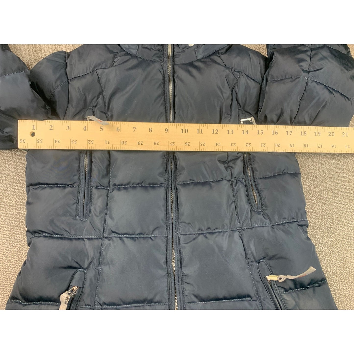 Snowimage Women's Small Navy Blue Belted Puffer Winter Coat