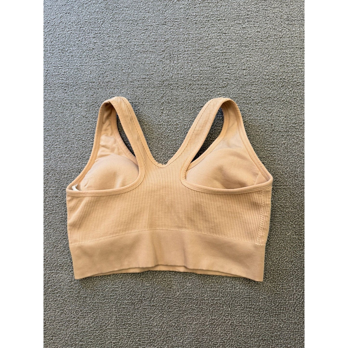 Aerie Women's XL/TG Ribbed Seamless Bralette Top Beige Tan Built-in Bra