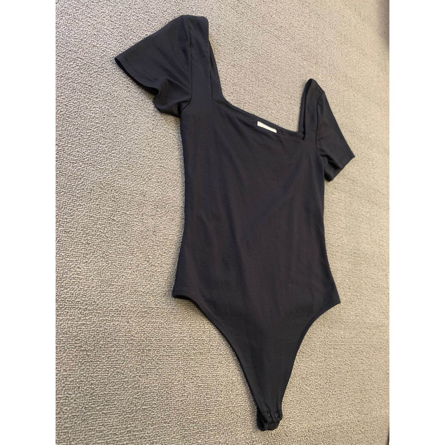 BABATON Aritzia Women's M Black Square Neck Short Minimalist Capsule Bodysuit