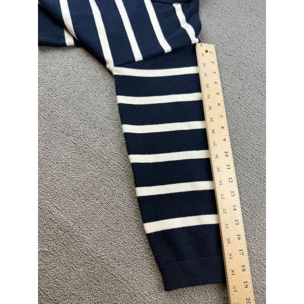Cotton On Lux Collared Polo Sweater Women S Navy White Stripe Cropped Preppy
