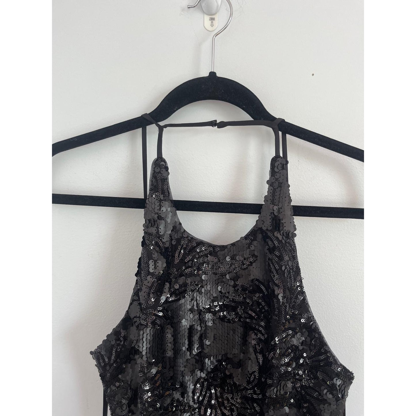 Lauren Ralph Lauren Dress Women 8 Black Sequin Satin Cocktail Formal
