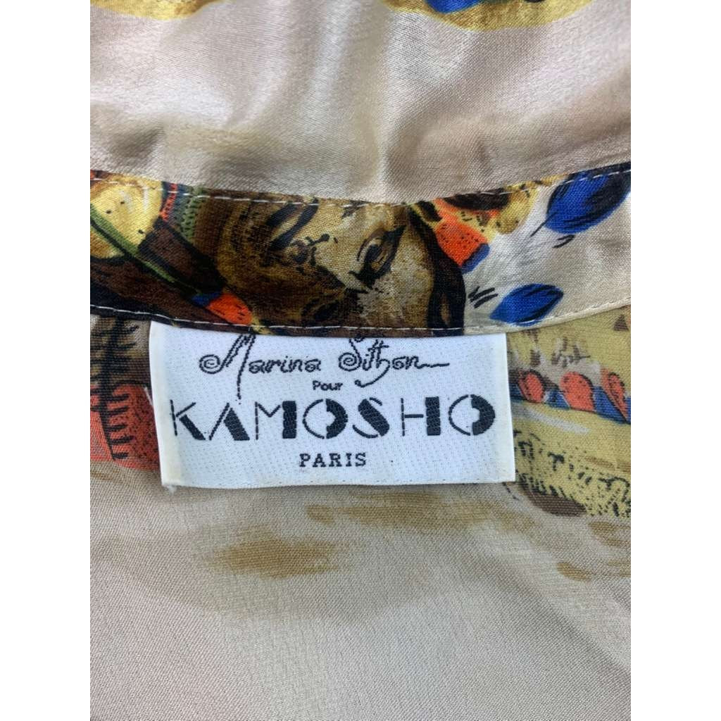 VTG Marina Sitbon Kamosho Blouse Womens Silk Viscose Baroque Pint France Made