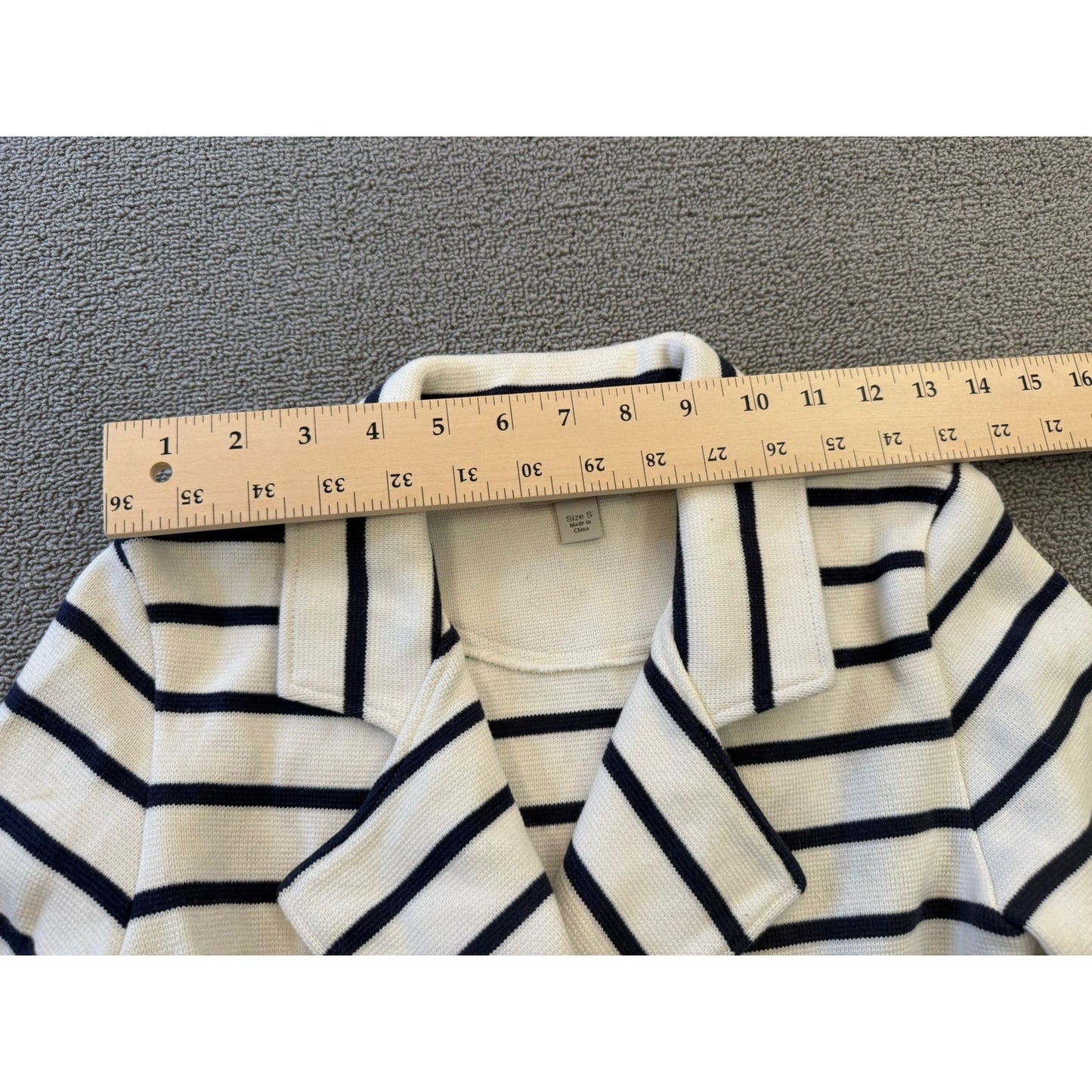 Boston Proper Women's Small White Black Striped Double Breasted Sweater Jacket