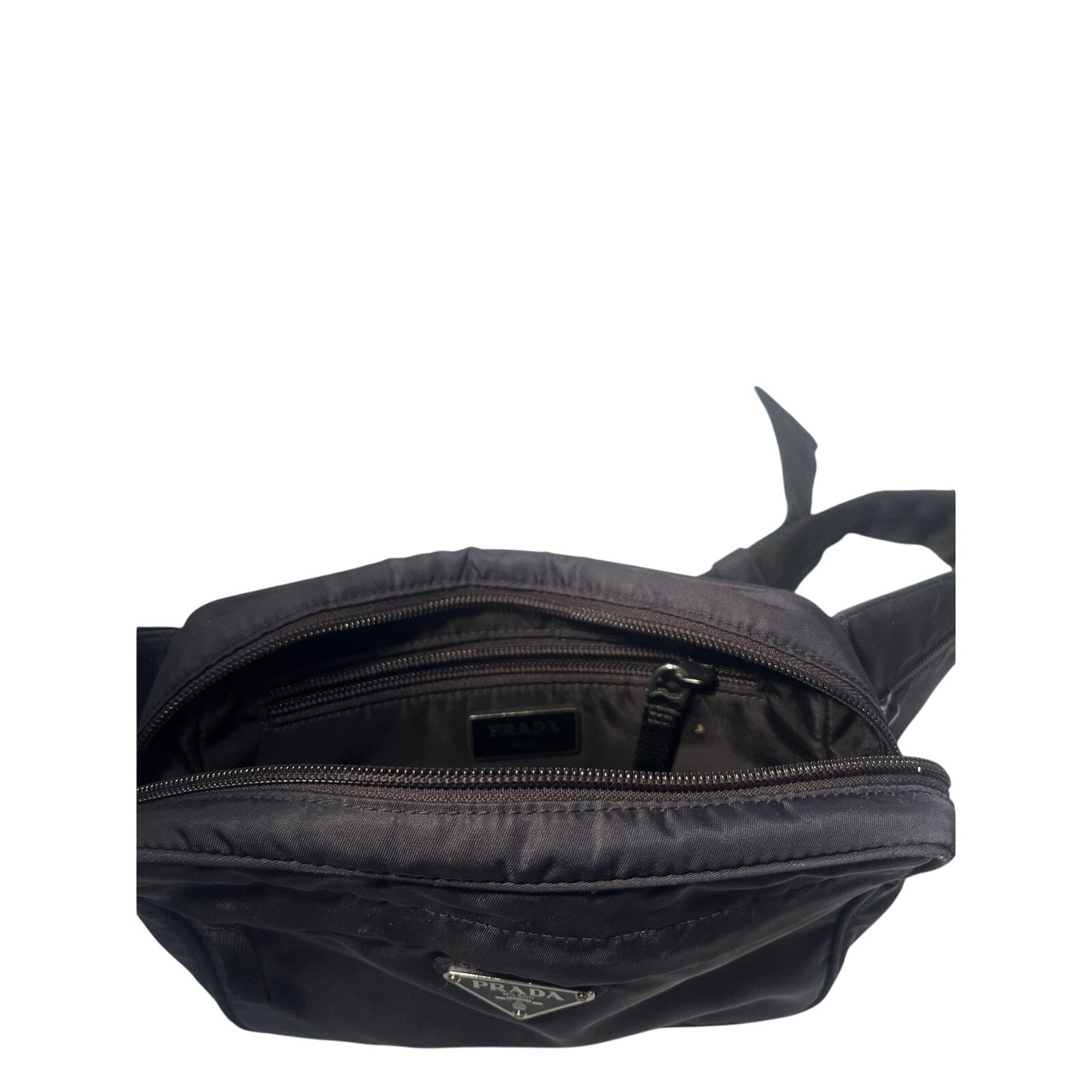 Prada black nylon belt bag / cross body bag