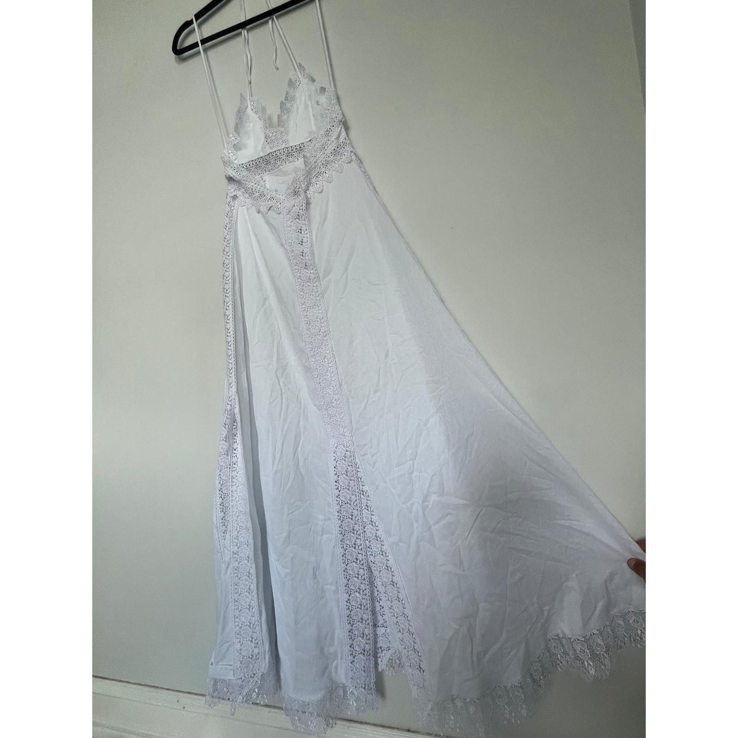 Charo Ruiz Ibiza Lace Maxi Dress Women XS White Boho Eyelet Summer Beach
