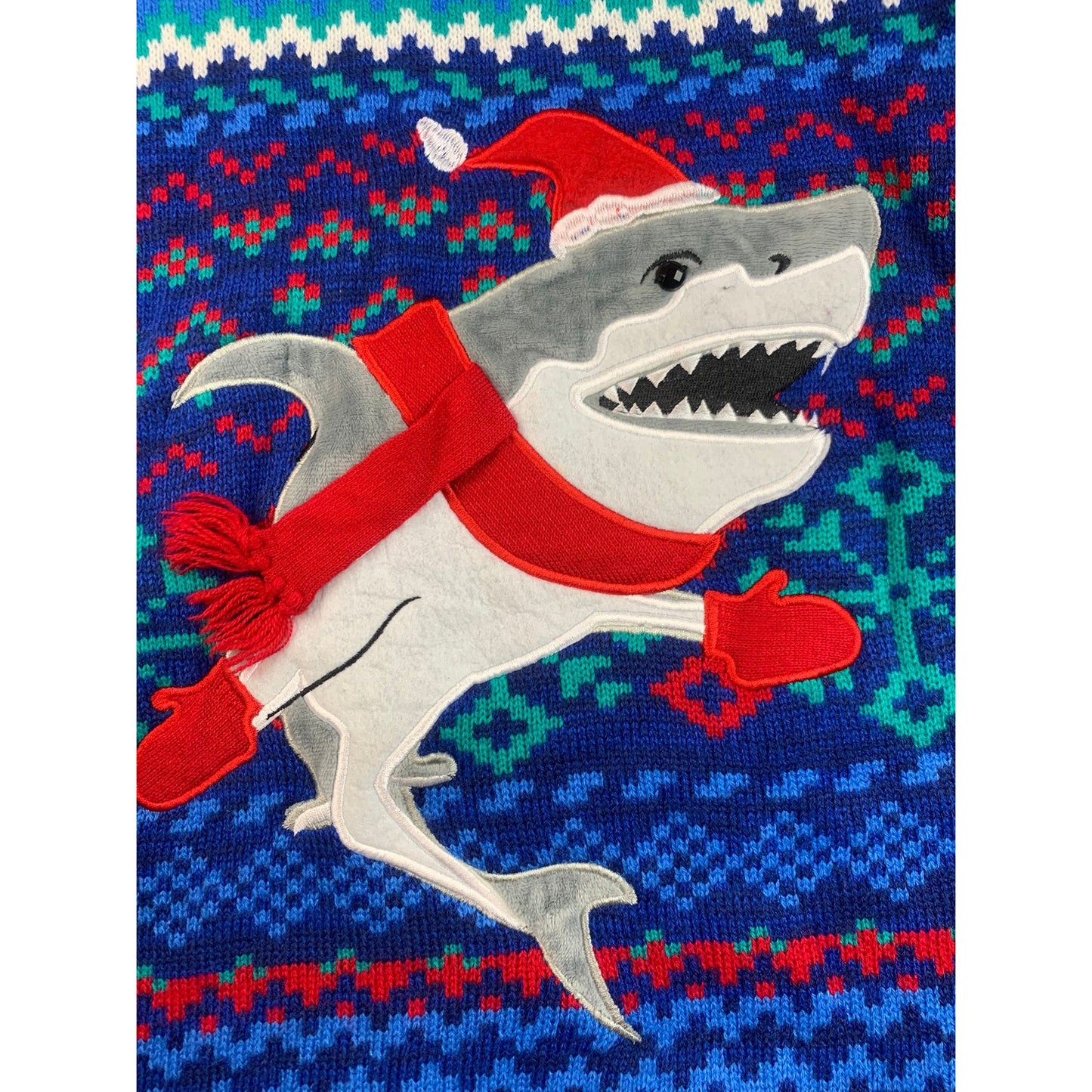 Blizzard Bay Women's Medium Santa Shark Ugly Holiday Christmas Sweater