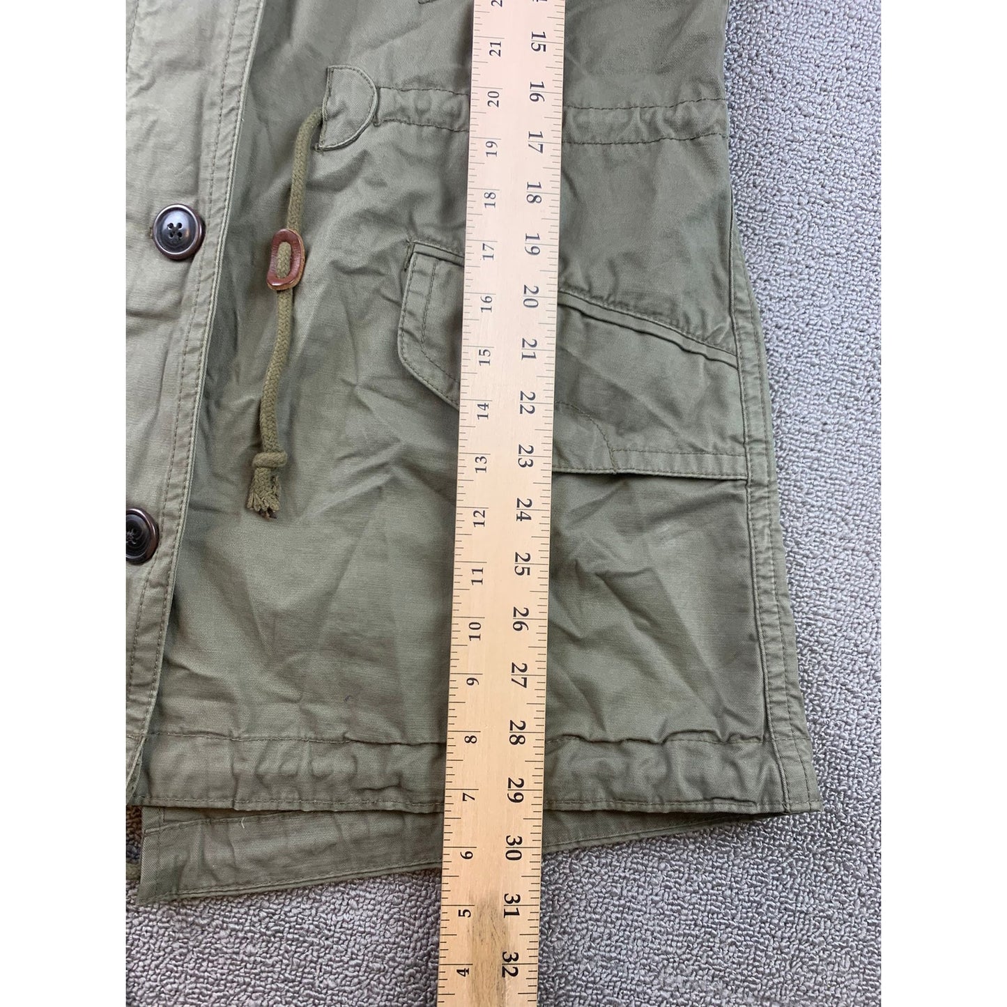 Gap Women’s Utility Field Jacket Sz M Hooded Full Zip Snap Draw String Waist