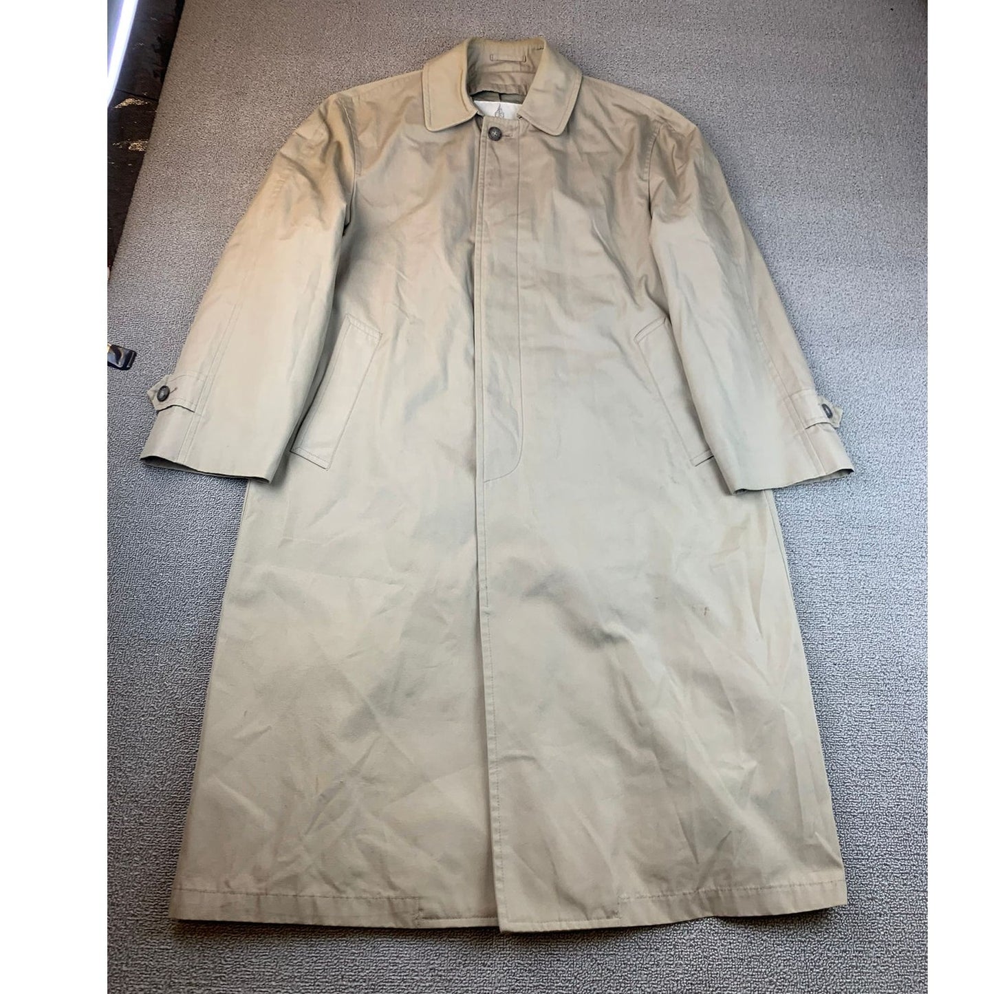 Vintage London Fog Men's Size 36 Regular Beige Full Length Trench Rain Coat