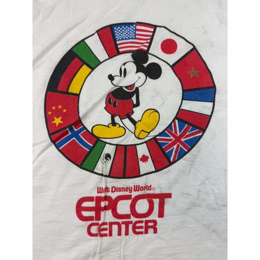 Disney Men's XL White EPCOT Center Tank Top Mickey Flags Graphic USA Made