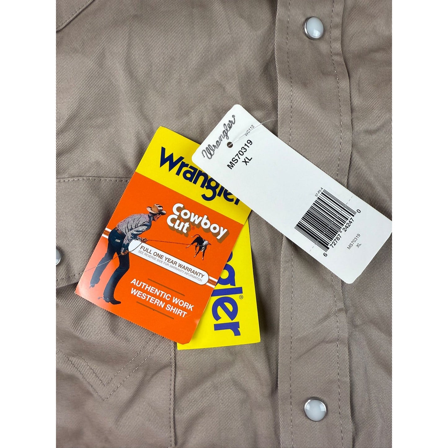 New Wrangler Men's XL Cowboy Cut Western Pearl Snap Long Sleeve Work Shirt