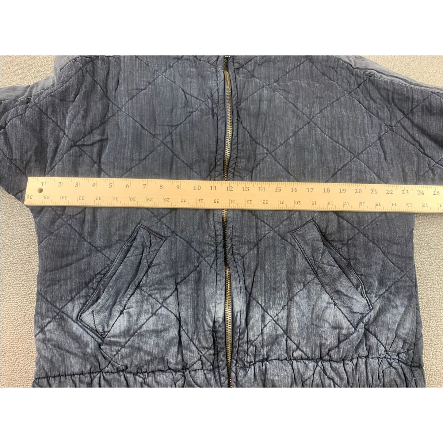 Vintage Havana Women M Dark Gray Washed Quilted Puffer Jacket Full Zip