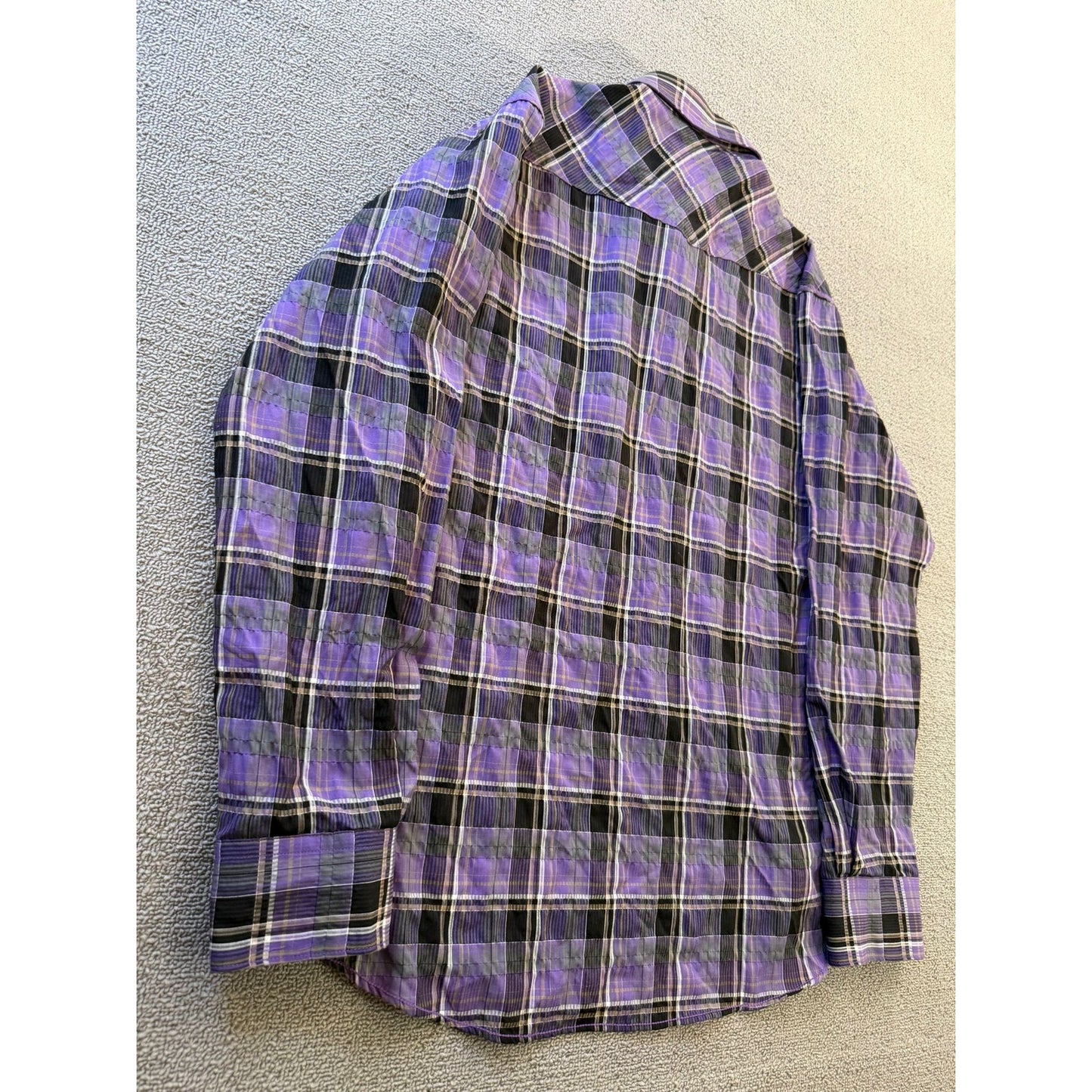 BUGATCHI Men's XL Purple Plaid Flannel Shirt - Shaped Fit Casual Top