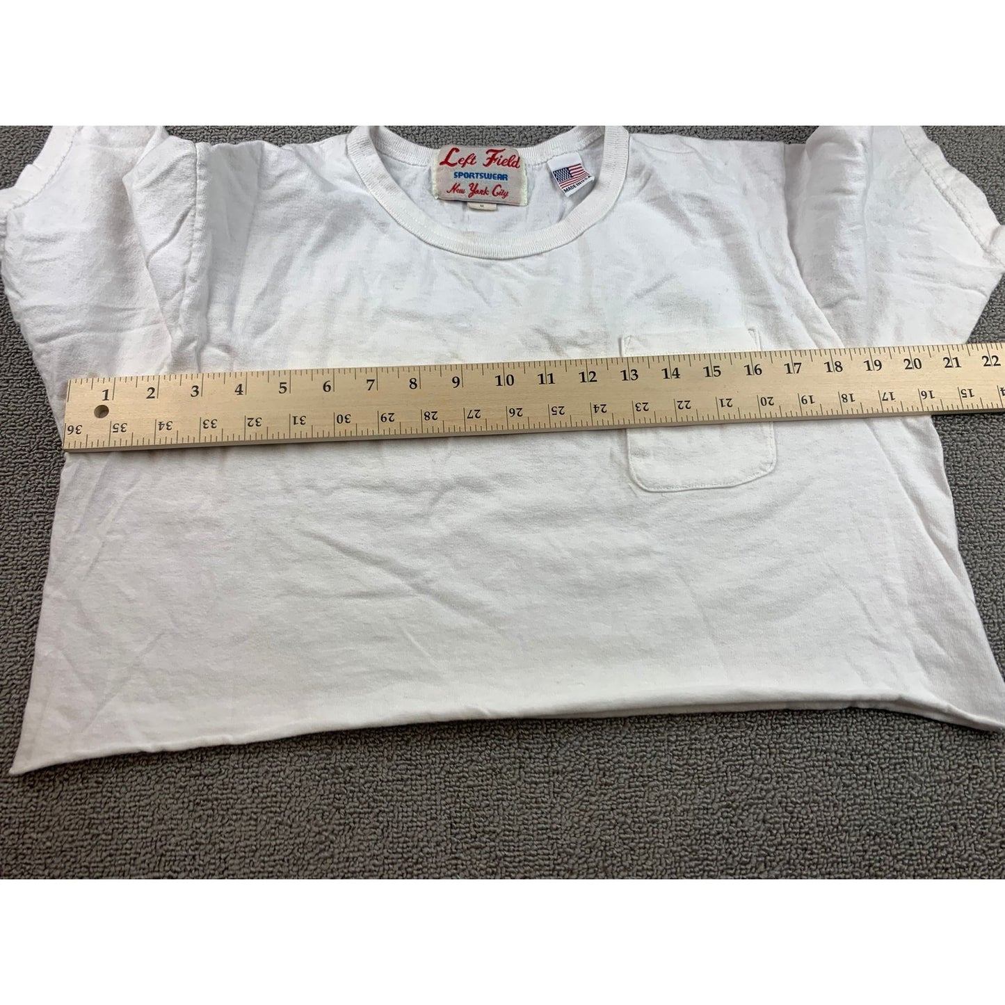 Left Field Woman Medium Sportswear Wild Air Crop Top Shirt White Pocket Tee