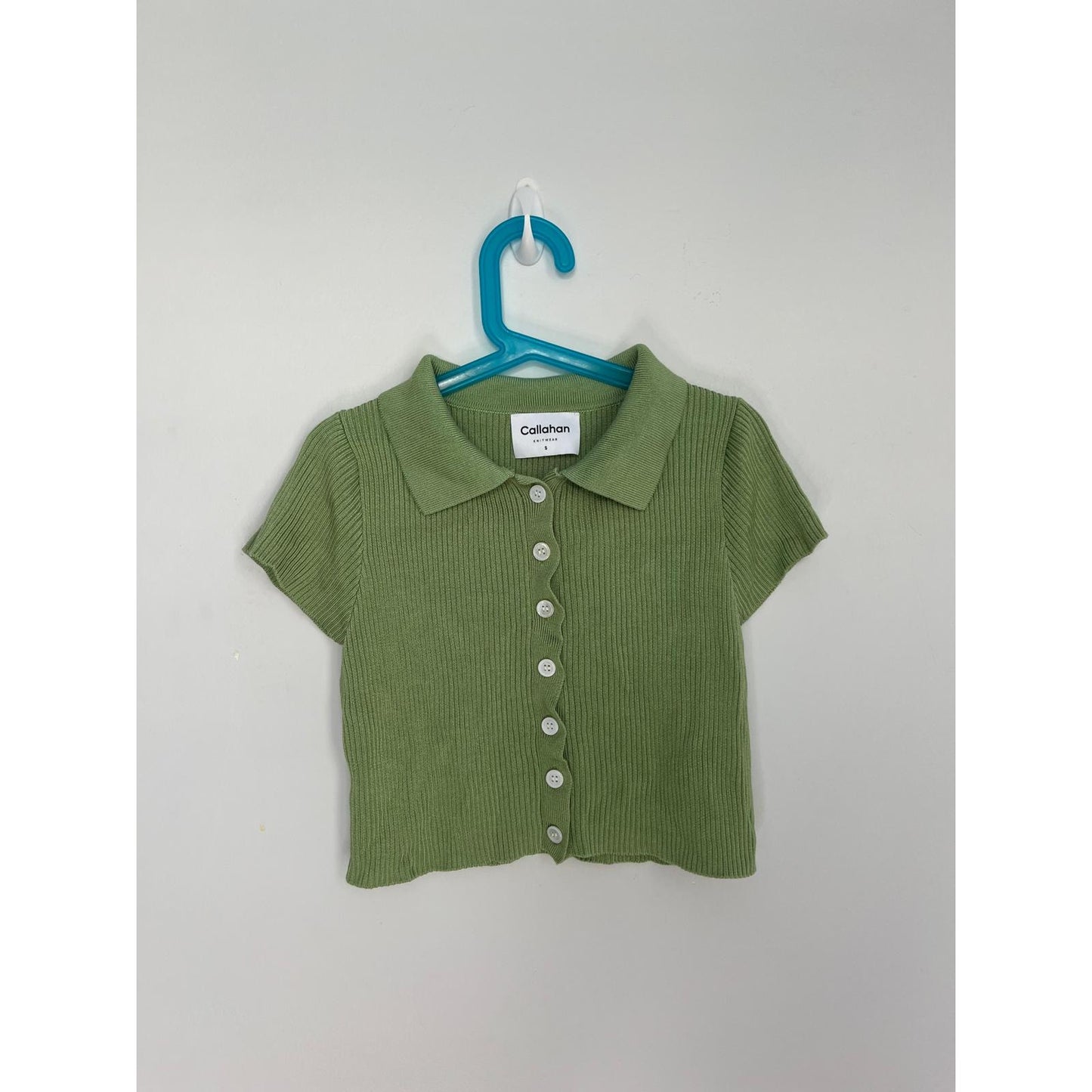 Callahan Knitwear Two Piece Set Women S Ribbed Green Button Top Shorts