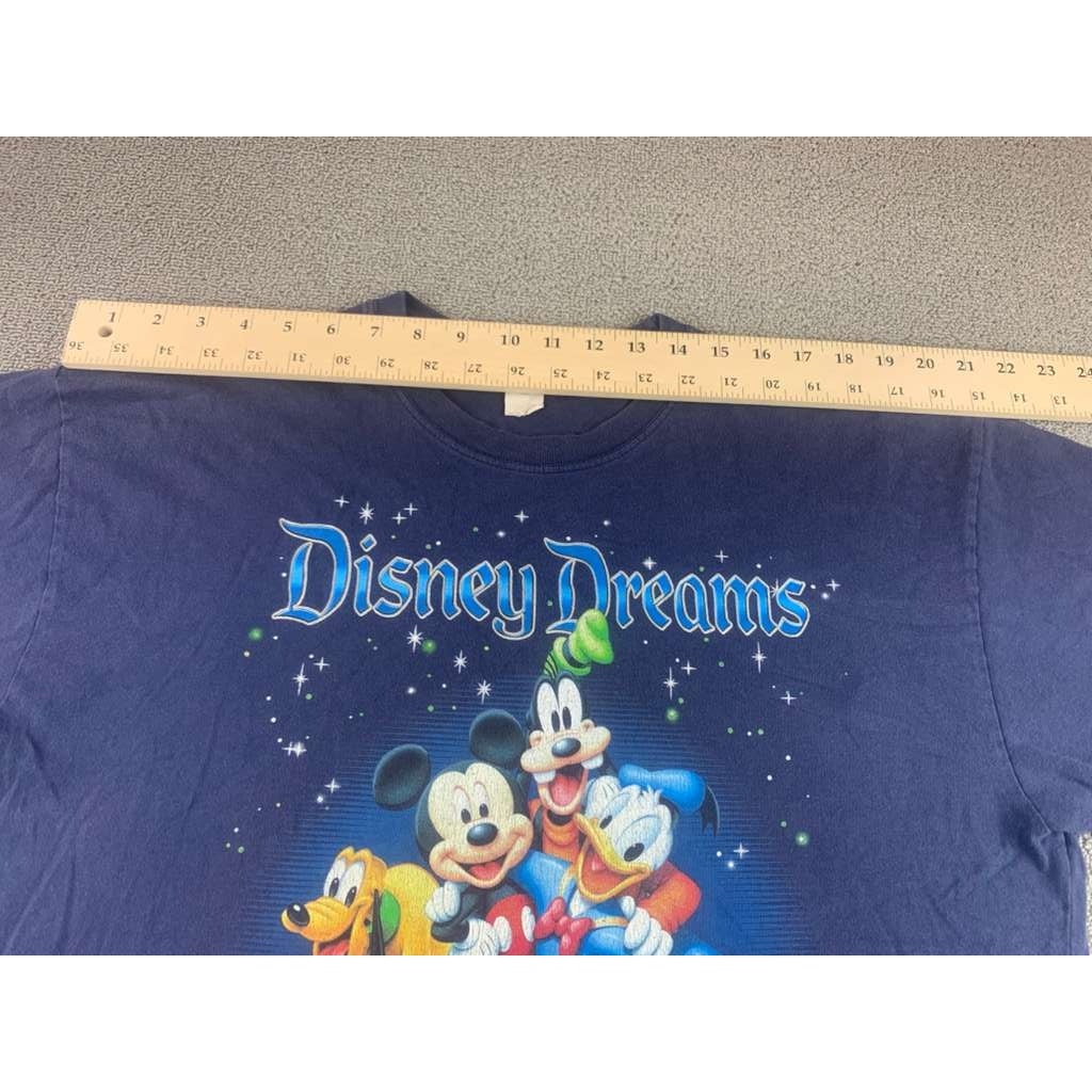 Vintage Disney Men's L Blue Mickey Goofy Dream Florida USA Graphic T -Shirt