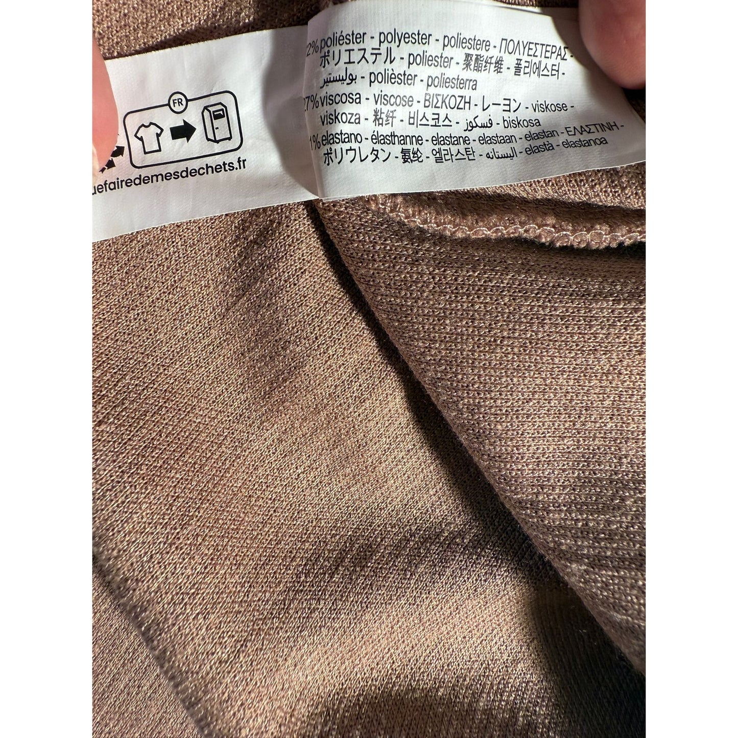 Zara Women’s Tan Ribbed Asymmetrical Long Sleeve Top Size Small Soft Fall