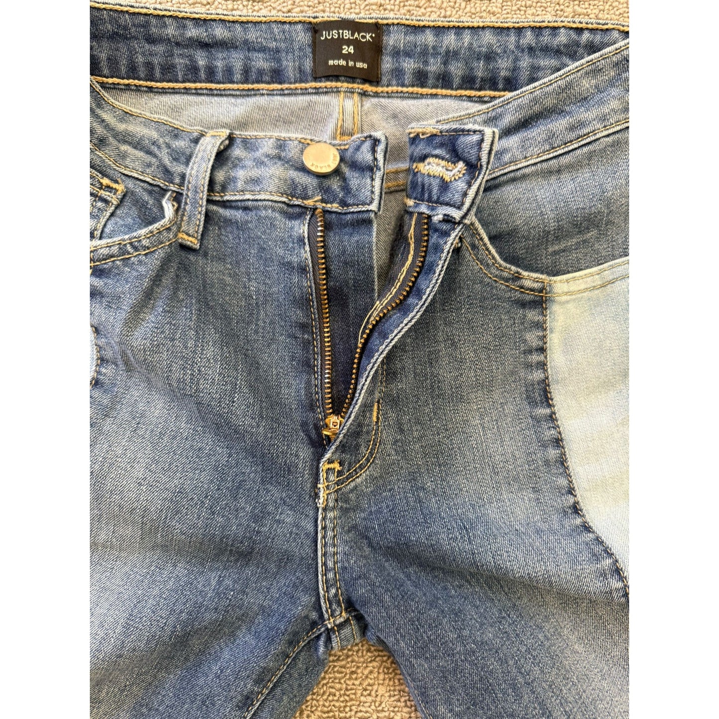 JUSTBLACK Female Light Dark Wash Denim Jeans Size 24 Raw Hem Straight Leg