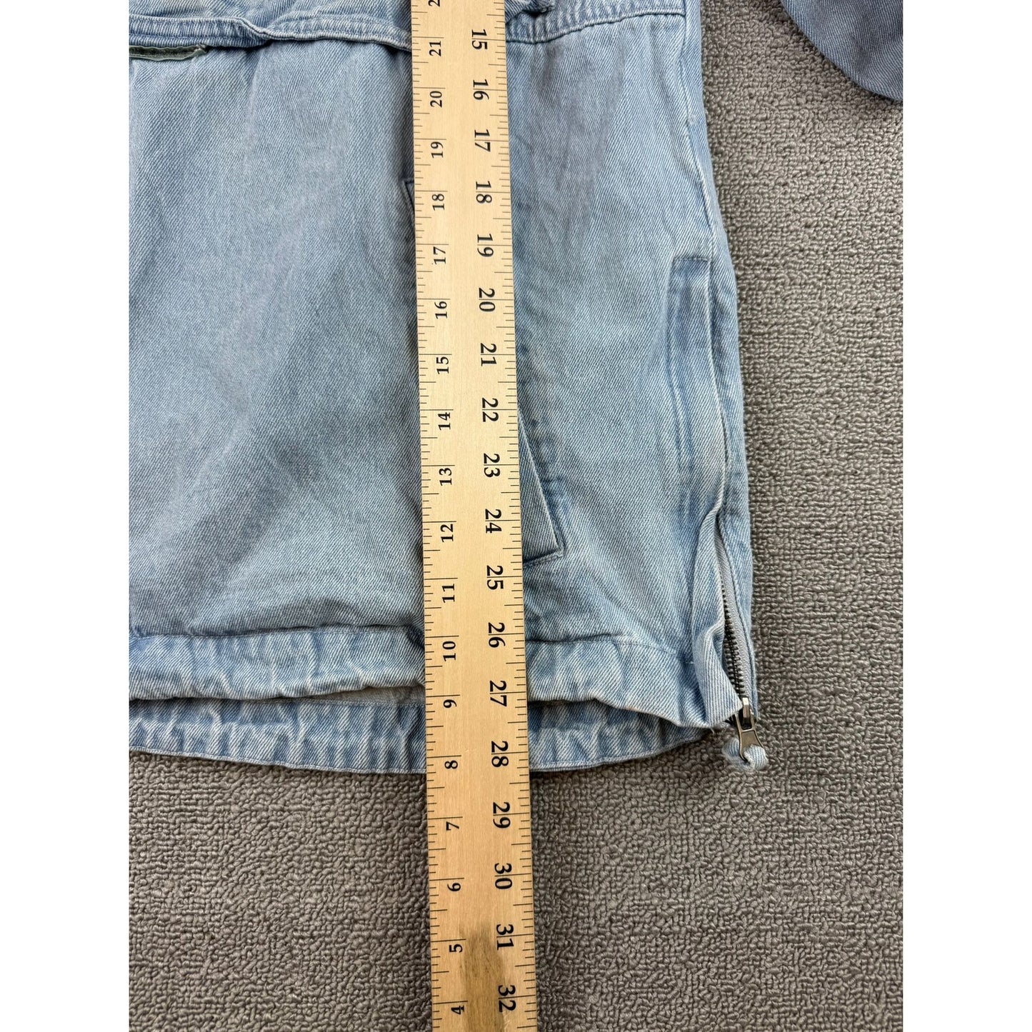 Cotton On Denim Anorak Men's Size Medium Light Wash Hooded DIY Heart Patch