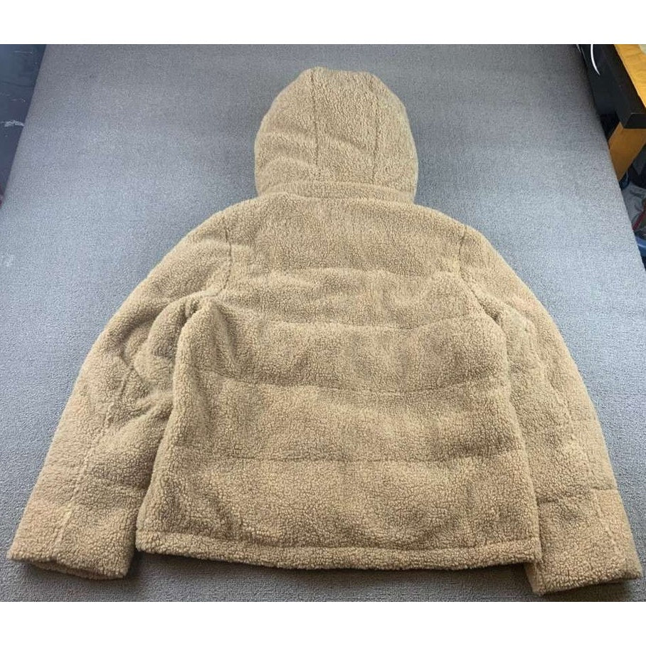 Sanctuary Sherpa Hooded Puffer Jacket Size M Teddy Bear Coat Faux Fur Tan