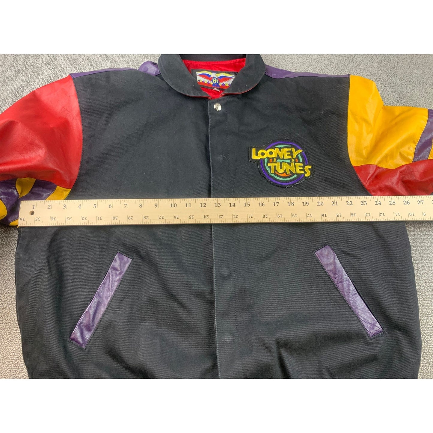 Vintage Men Jeff Hamilton Looney Tunes Leather Jacket Large 90s Cartoon Art
