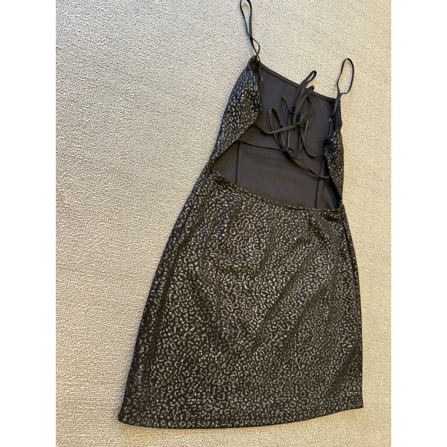 Urban Outfitters Female S P Black Metallic Animal Print Spaghetti Strap Dress