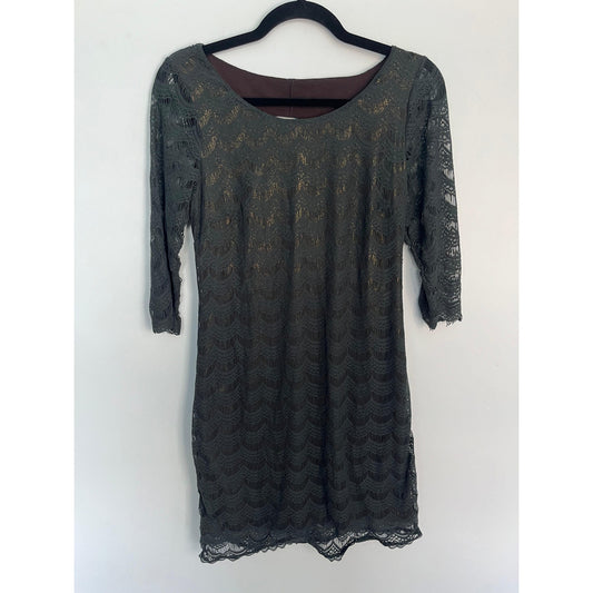 Free People Lace Overlay Dress Women Medium Black Bodycon Gothic