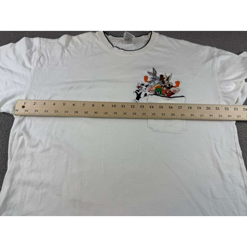VTG Warner Bros Studio Store T Shirt XL 1999 Embroidered Looney Tunes White