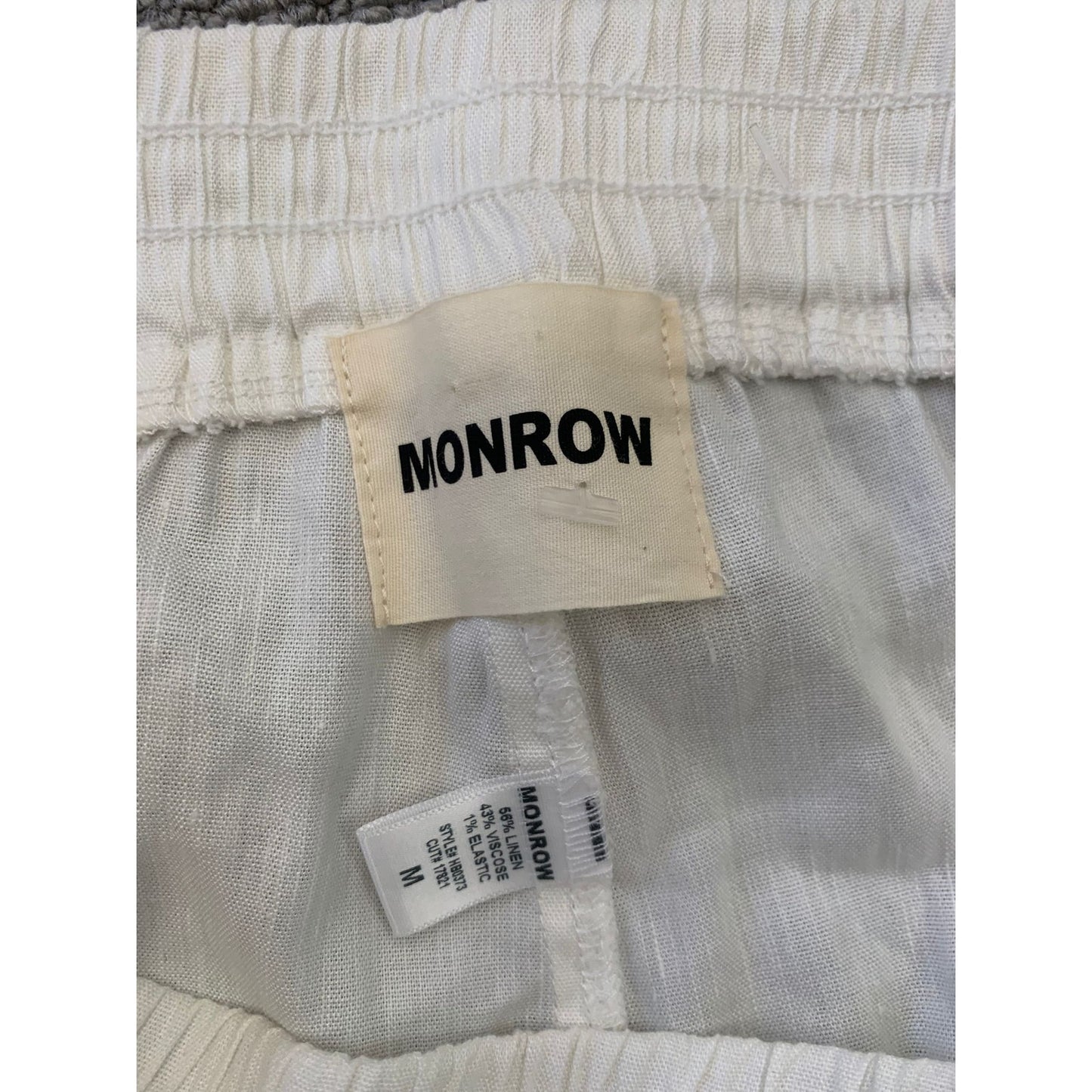 Monrow Women Medium White Wide Leg Linen Blend Pants