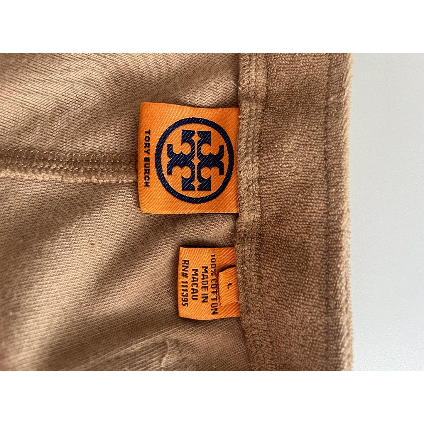 Tory Burch Velour Lounge Shorts Womens Small Logo Drawstring Terrycloth Brown