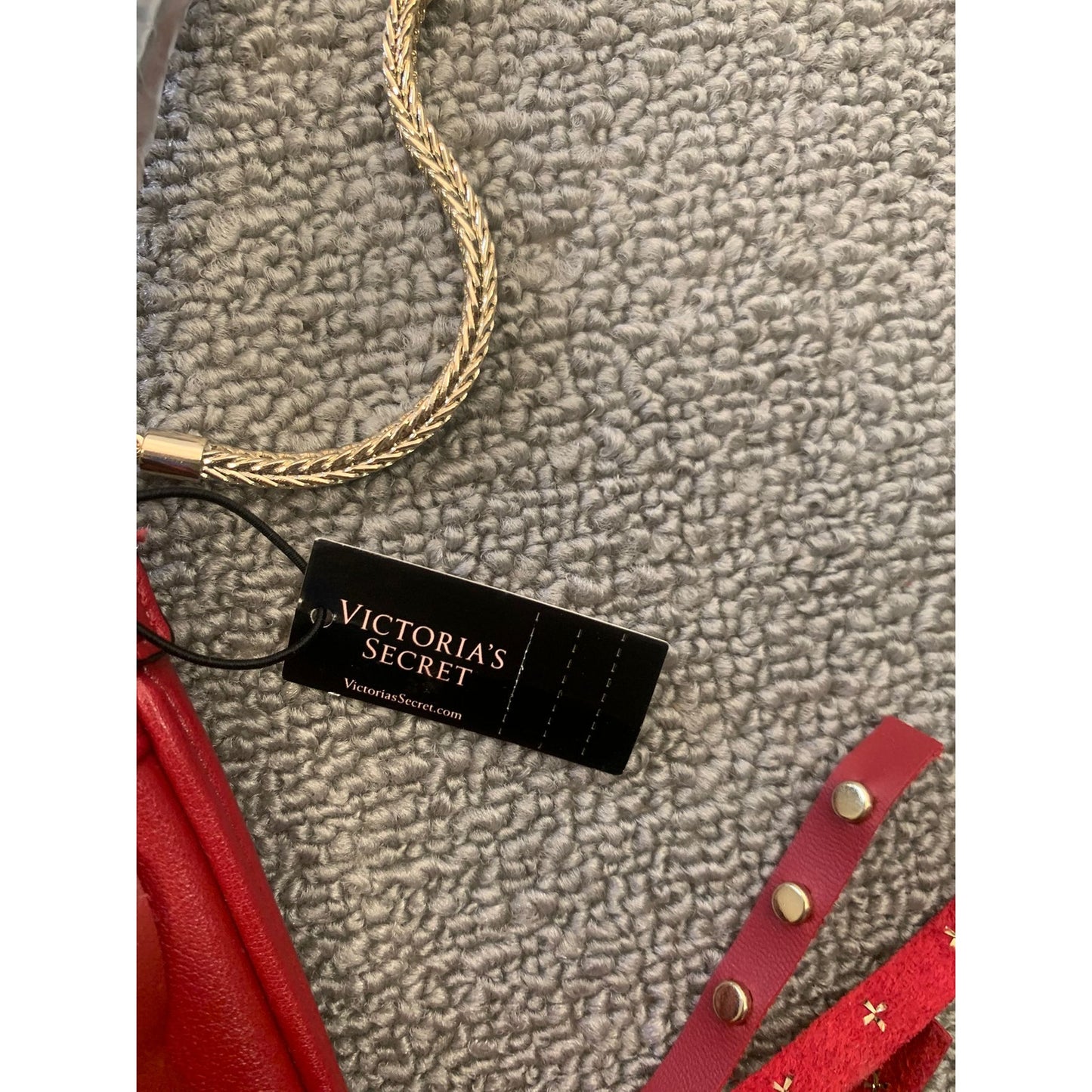 VICTORIA'S SECRET Women Red Gold Fringe Crossbody Bag