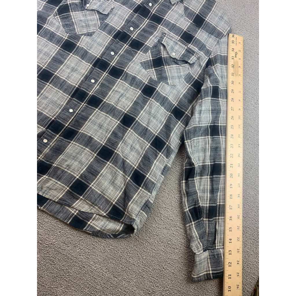 Levi's Men's XL Gray Pearl Check Western Shirt with Snap Buttons Country Cowboy