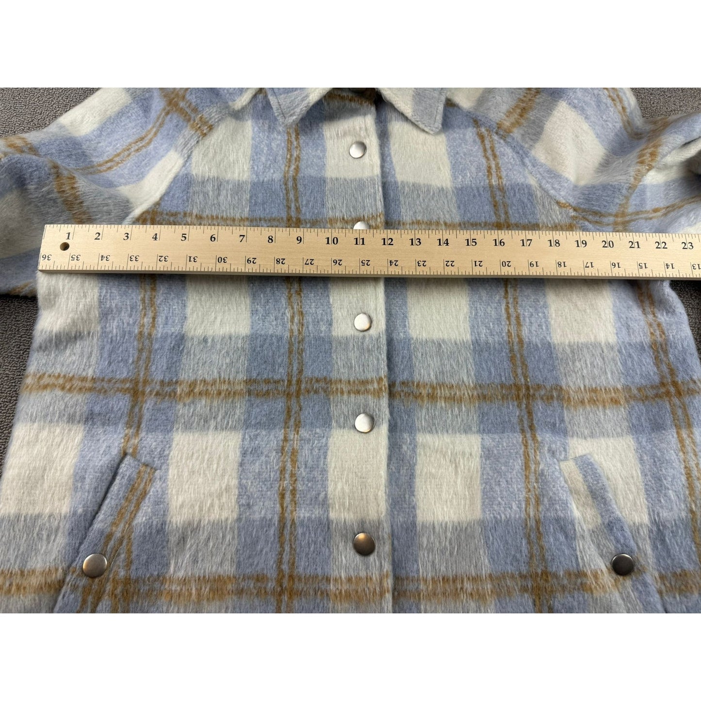 7 for All Mankind Women's Large Longline Brushed Plaid Shacket Coat