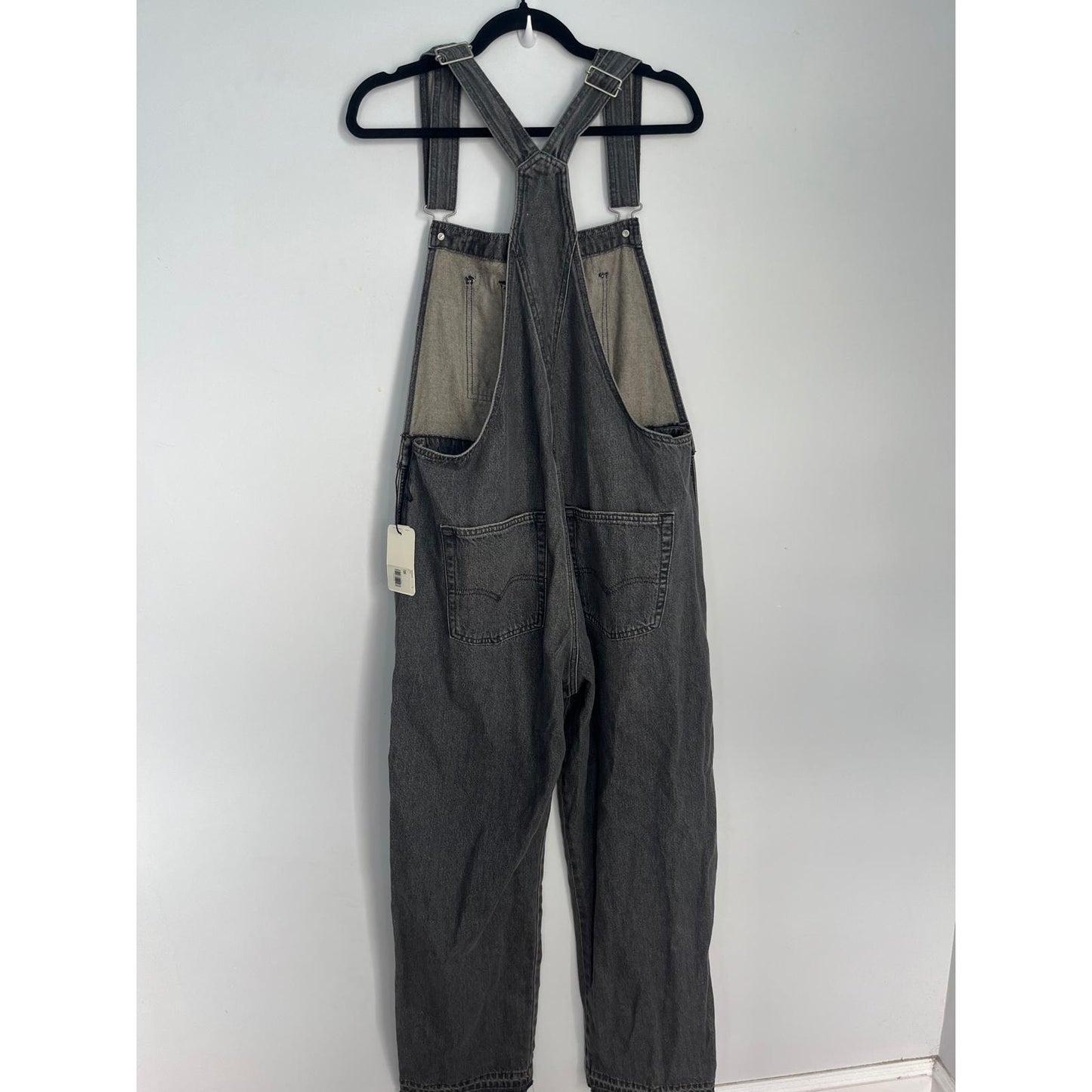 Levis Premium Overalls Men Large Black Denim Adjustable Straps Workwear NWT