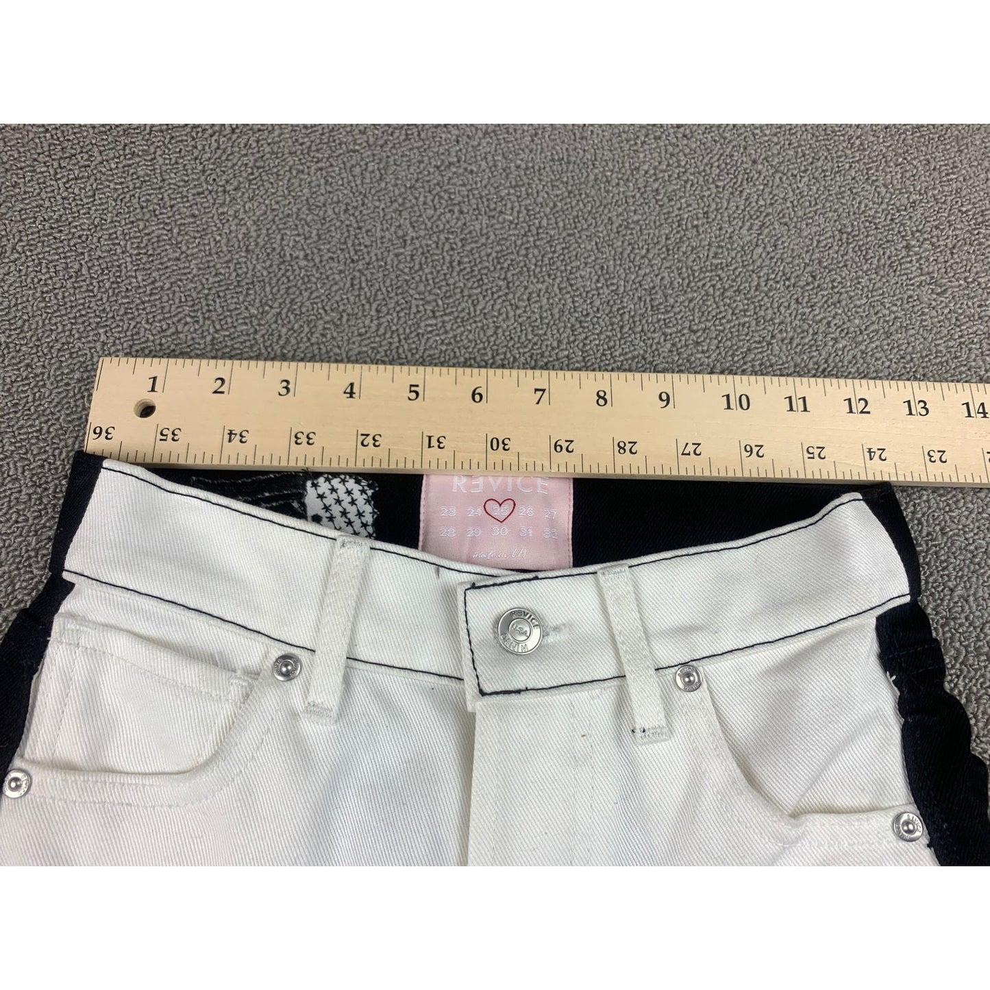 Revice Ex Boyfriend On & Off Again Jeans 25 Black White Button
