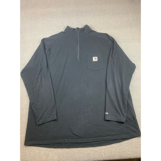 Carhartt Sweater Mens 2XL Black 1/4 Quarter Zip Performance Pullover Logo