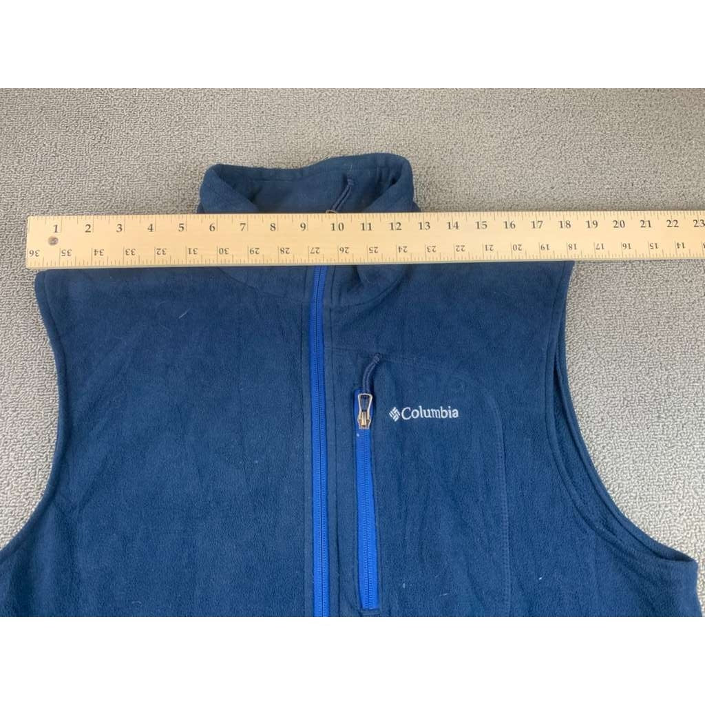 Columbia Men's Large Blue Sleeveless Full-Zip Outdoor Hiking Fleece Vest Jacket