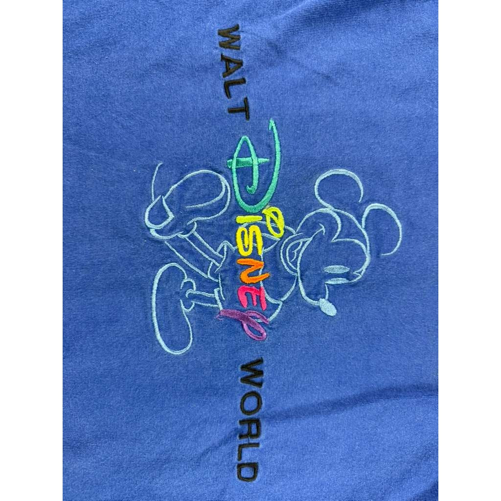 Vintage 90s Walt Disney World Medium Blue Mickey Mouse Embroidered T-Shirt