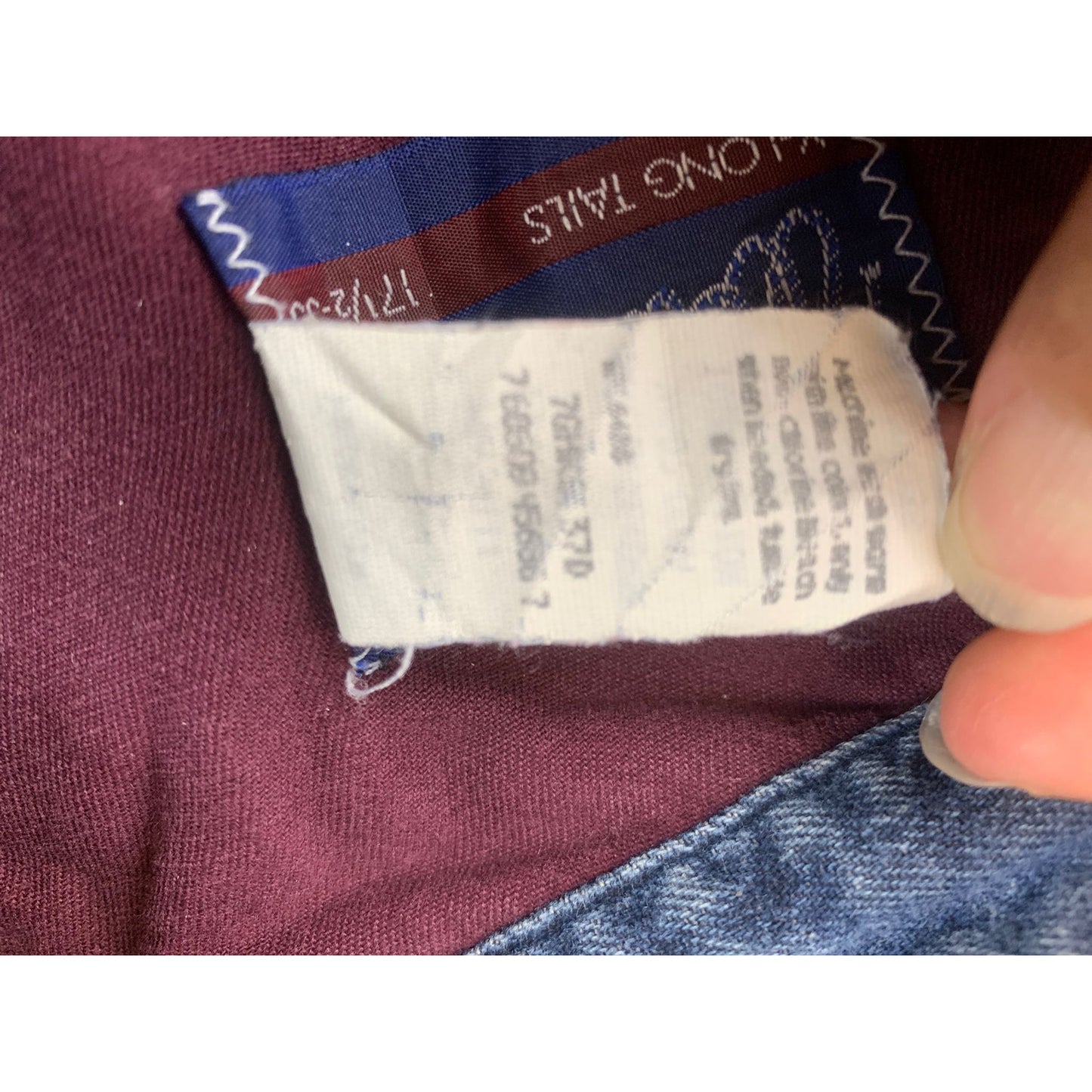 Vintage Wrangler Men 17 1/2 -35 Maroon Denim X-Long Tails Shirt USA Made